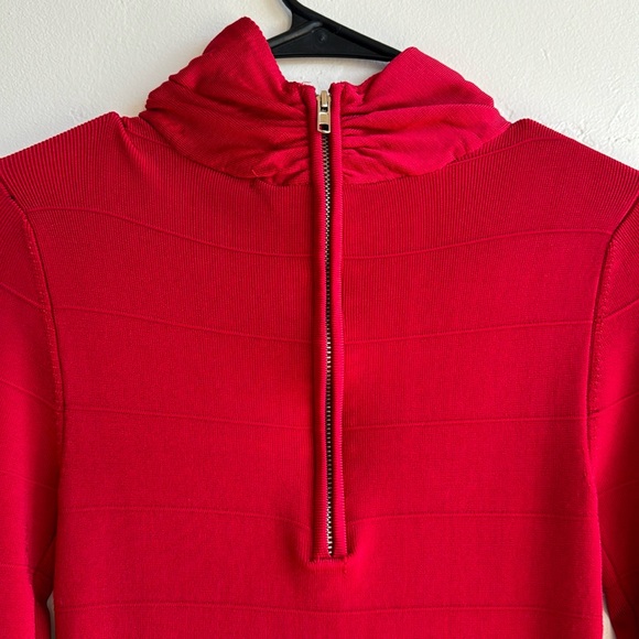 EUC Arden B Red Bodycon Bandage mini Dress Mock Neck Long Sleeve XS - Picture 2 of 7